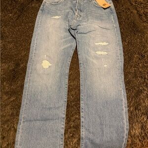 Levi's 501s Light Blue Relaxed Distressed Jeans